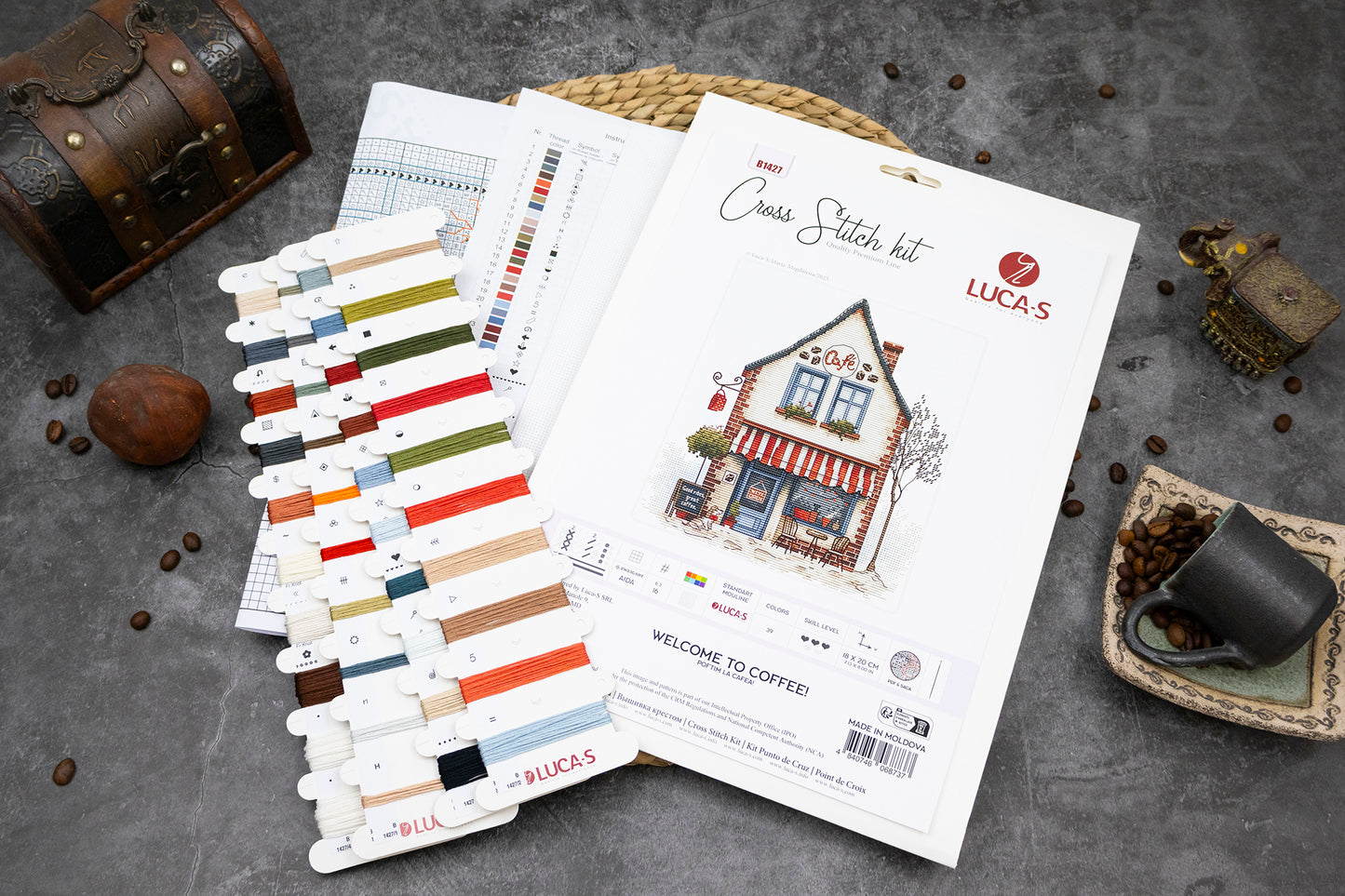 Set de brodat în cruciuliță Luca-S -Poftim la Cafea!, B1427