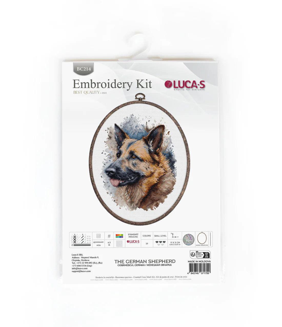 Set de brodat cu ramă inclusă Luca-S - BC214 Ciobănescul German