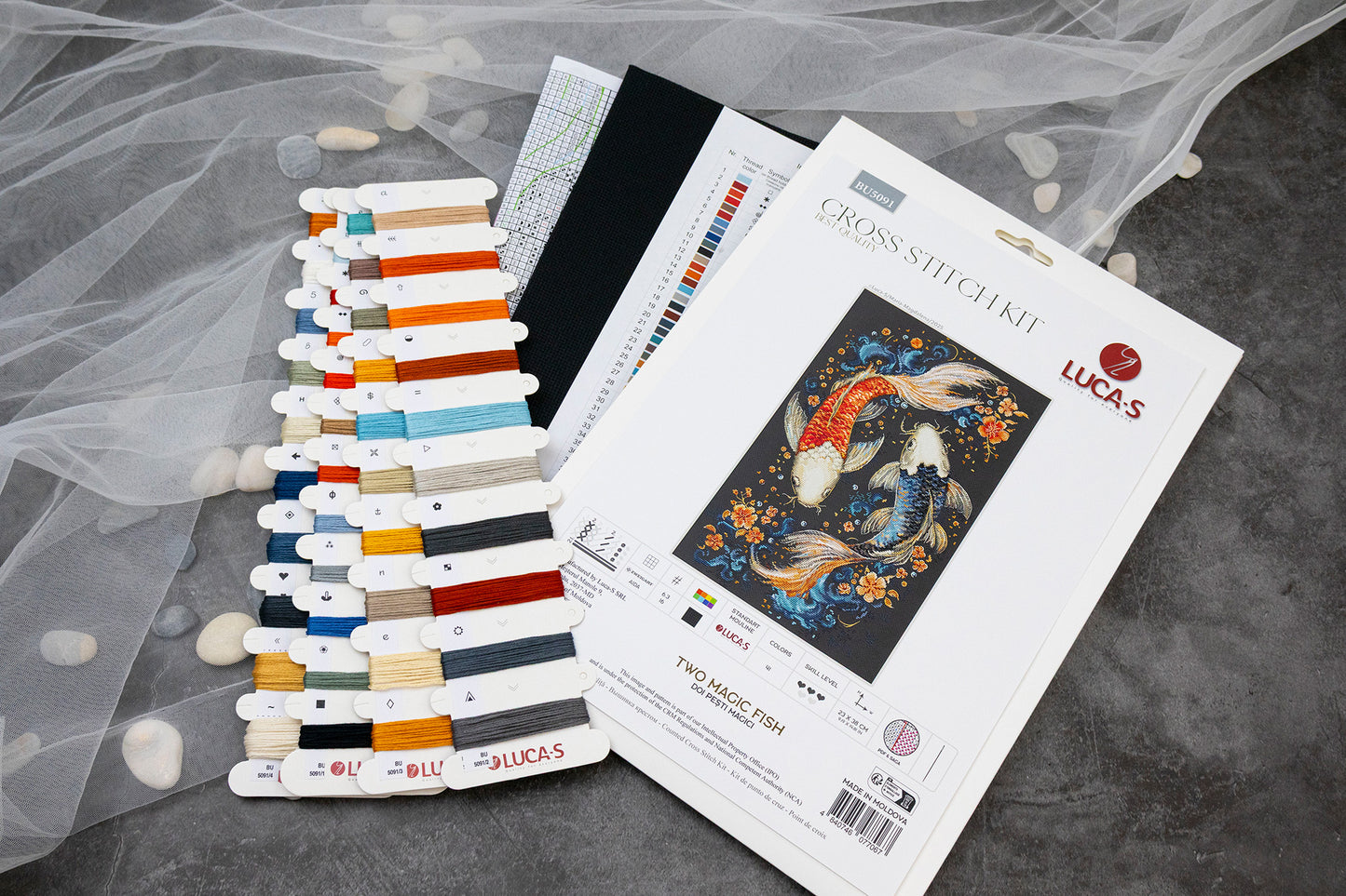 Set de brodat în cruciuliță Luca-S - Doi Pești Magici, BU5091