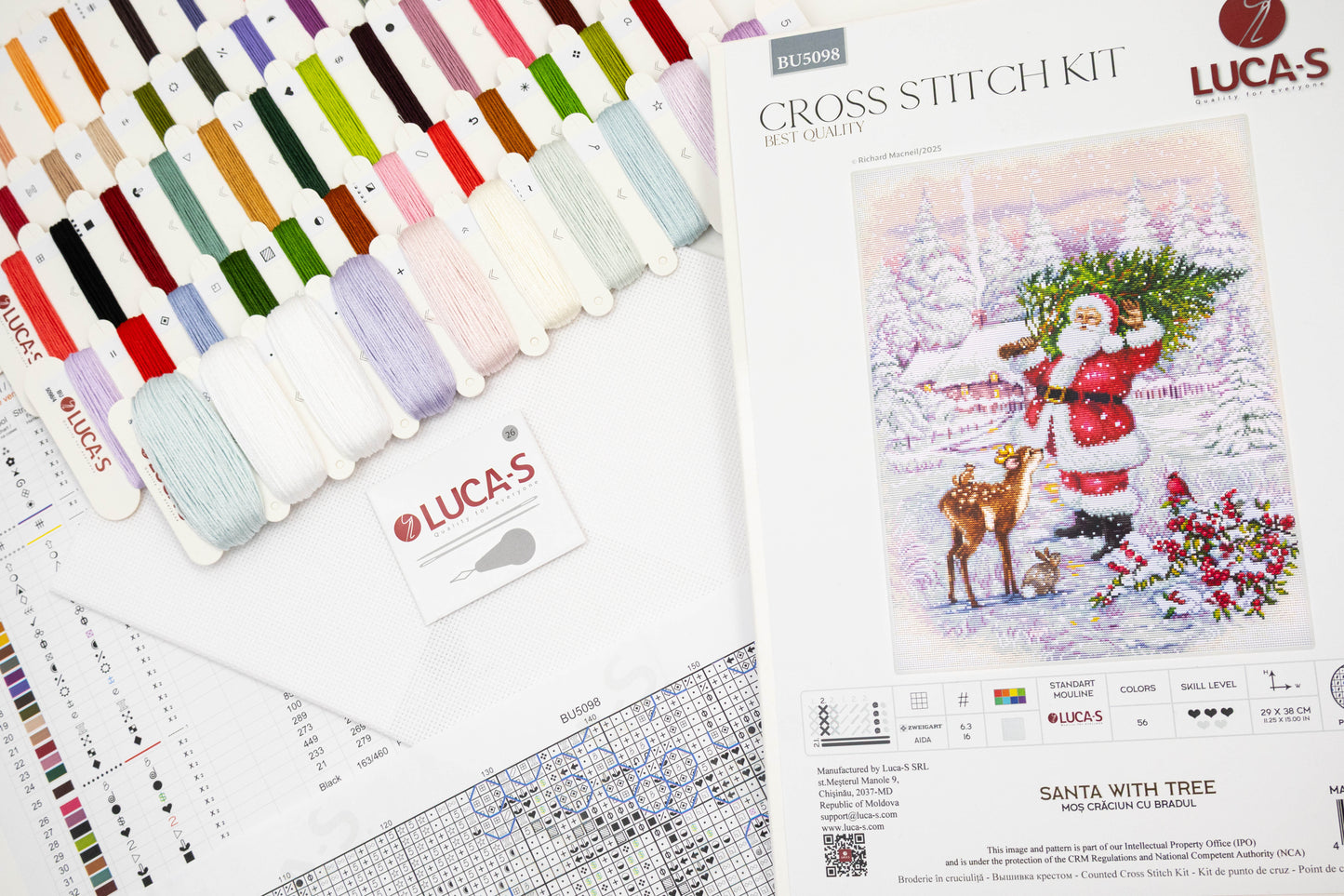 Set de brodat în cruciuliță Luca-S - Moș Crăciun cu Bradul, BU5098