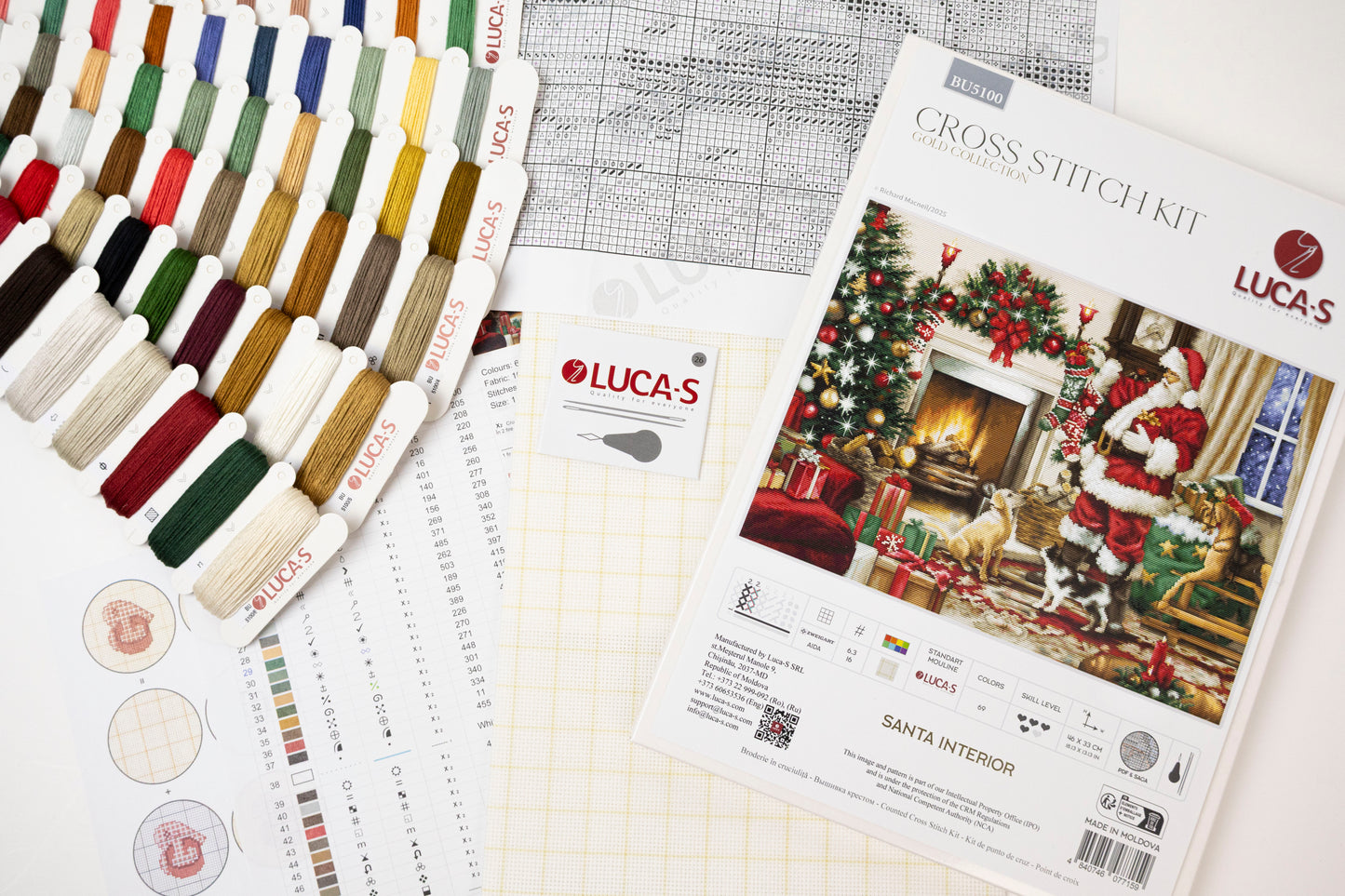 Set de brodat în cruciuliță Luca-S GOLD - Santa Interior, BU5100