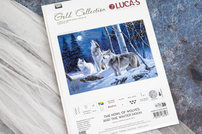 Set de brodat în goblen Luca-S GOLD - Urletul Lupilor și Luna de Iarnă, G727