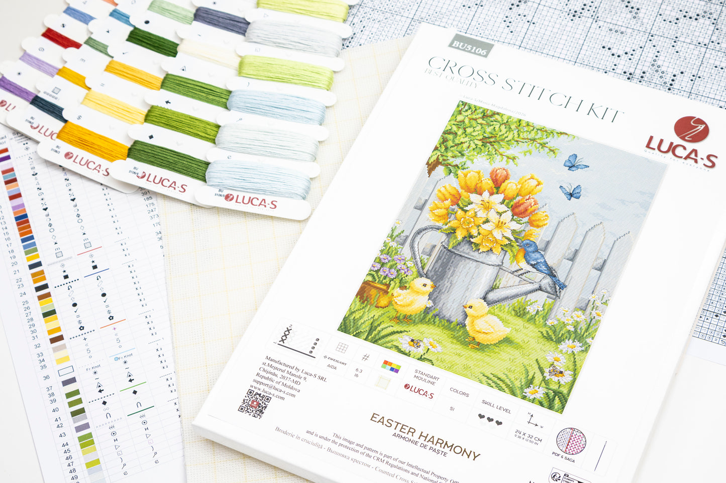 Set de brodat în cruciuliță Luca-S - Armonie de Paște, BU5106