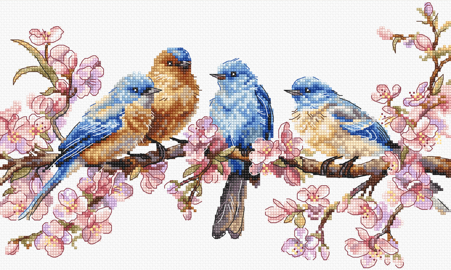 Set de brodat în cruciuliță LetiStitch - Flori de Primăvară, L8090