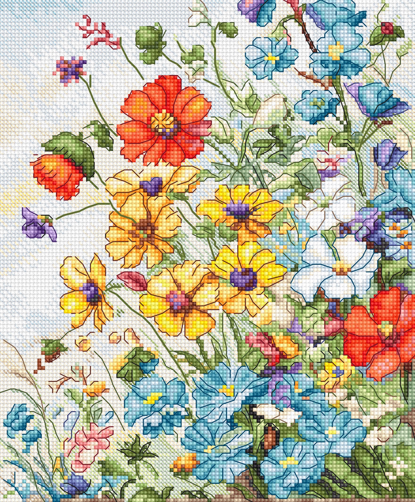 Set de brodat în cruciuliță LetiStitch - Flori De Câmp, L8091
