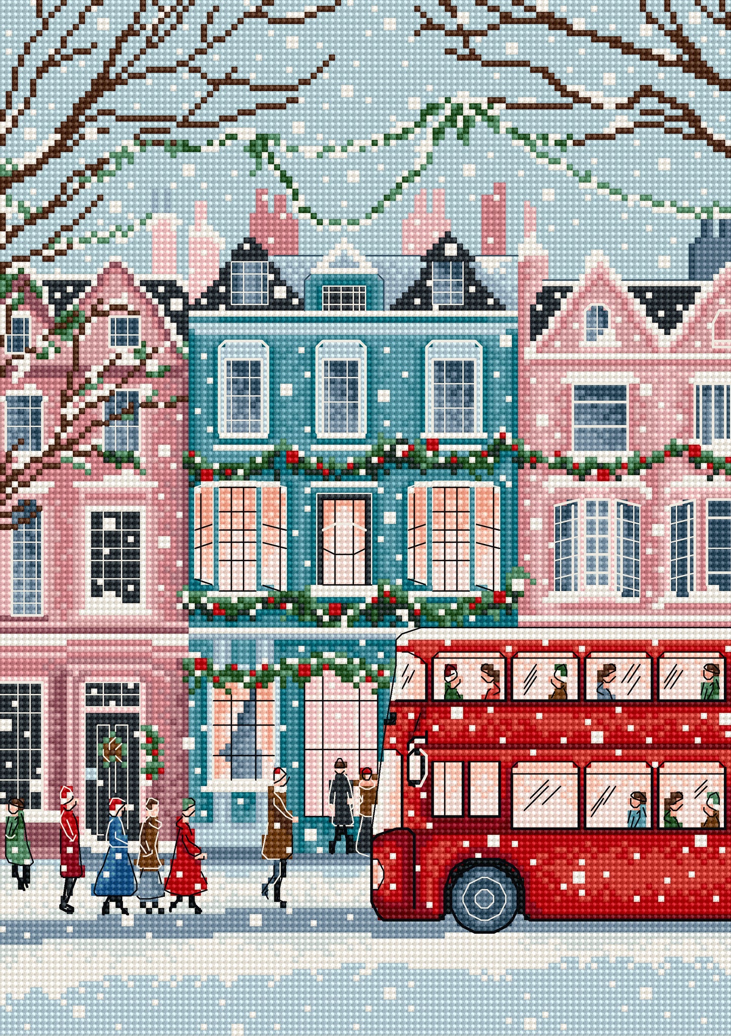 Set de brodat în cruciuliță LetiStitch - Ninsoare la Londra, L9919