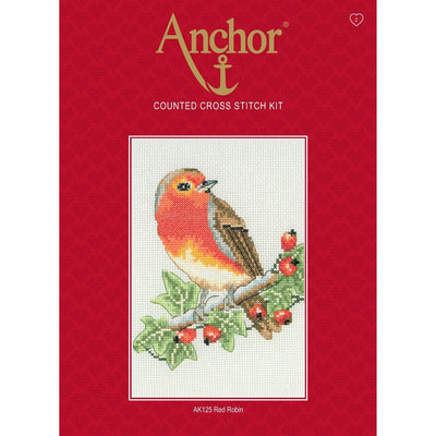 Set de brodat în cruciuliță Anchor - Robin roșu
