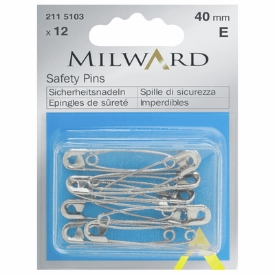 Știfturi de siguranță: argintiu: 40mm: 12 bucăți Milward