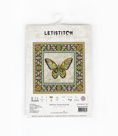 Cross Stitch Kit LetiStitch - Vintage Butterfly - HobbyJobby