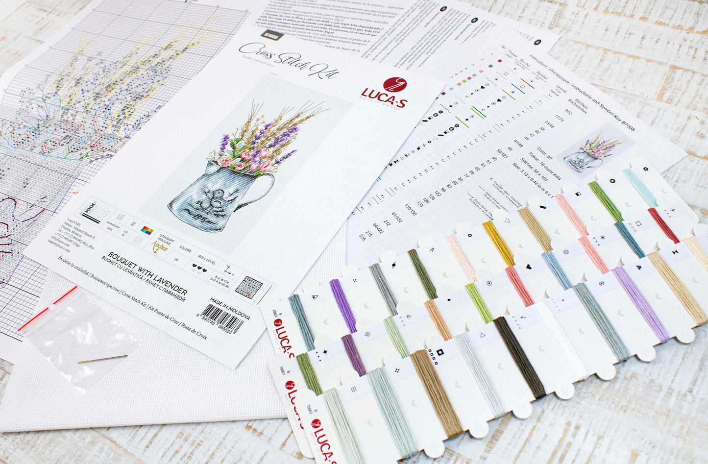 Cross Stitch Kit Luca-S - Bouquet with lavender - HobbyJobby