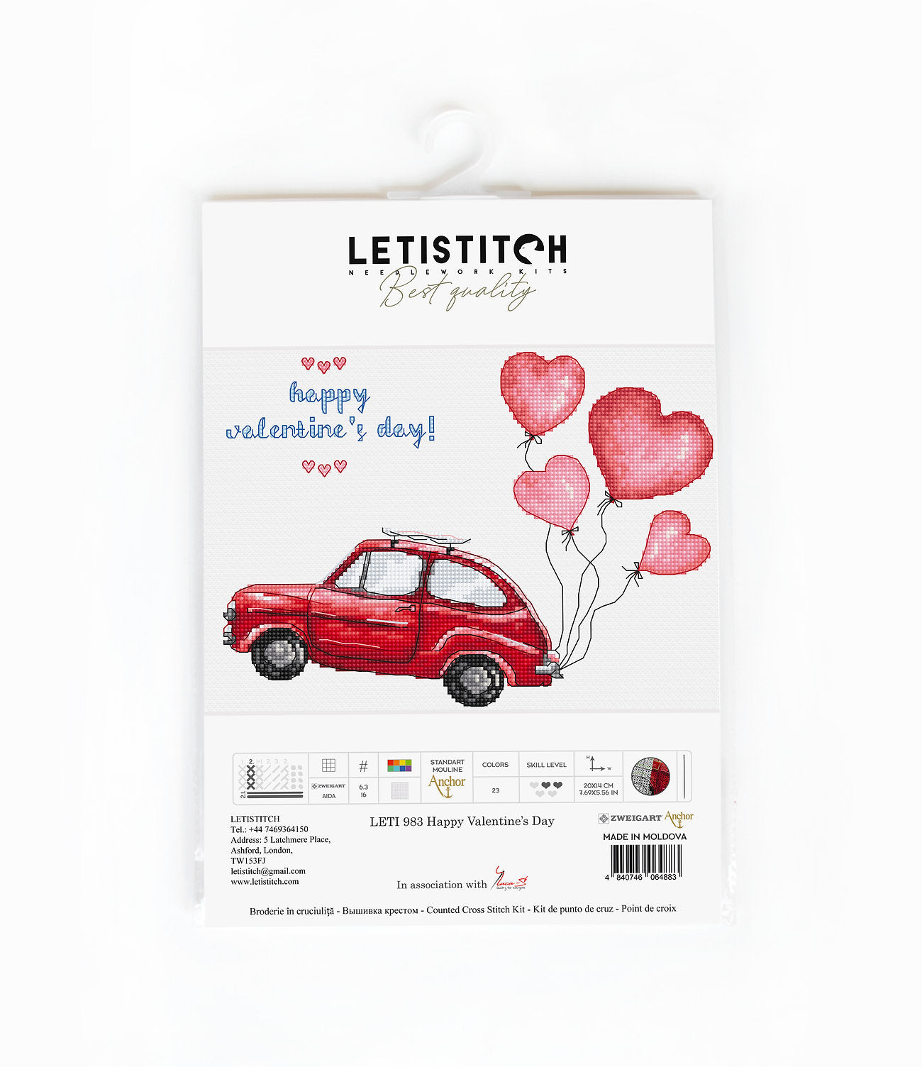 Cross Stitch Kit LetiStitch - Happy Vallentine’s Day - HobbyJobby