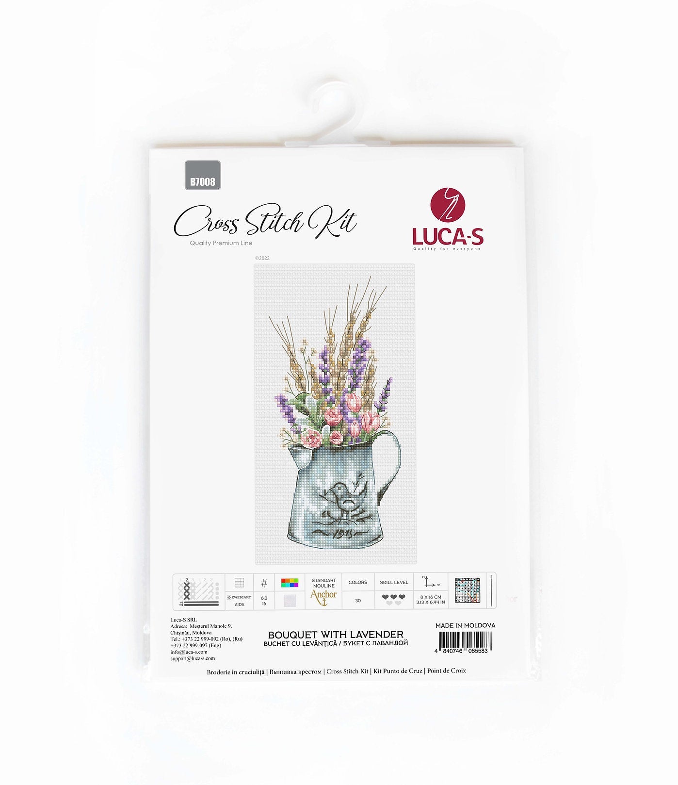 Cross Stitch Kit Luca-S - Bouquet with lavender - HobbyJobby