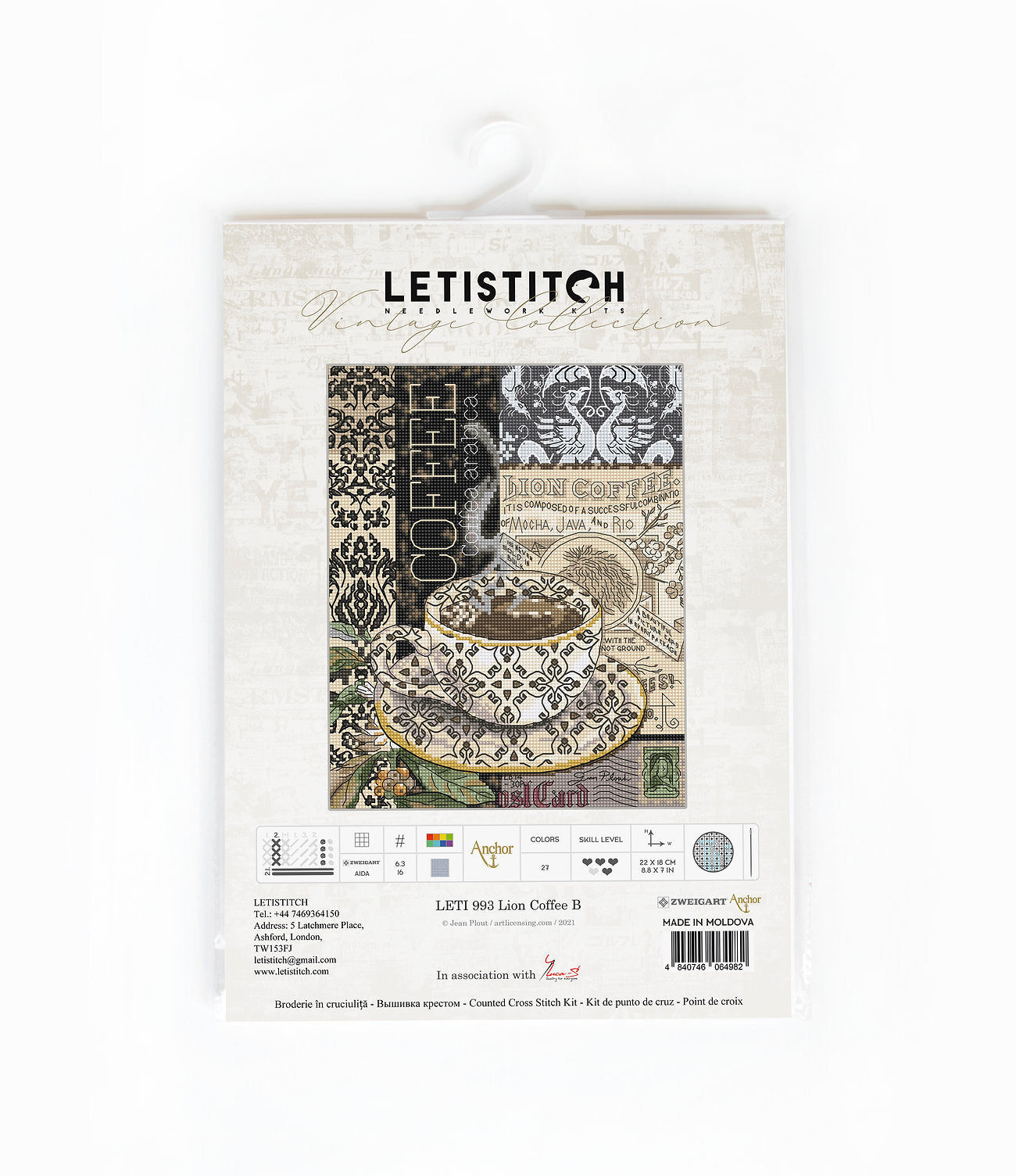 Cross Stitch Kit LetiStitch - Lion Coffee B - HobbyJobby
