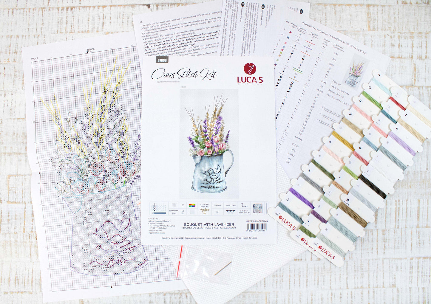 Cross Stitch Kit Luca-S - Bouquet with lavender - HobbyJobby