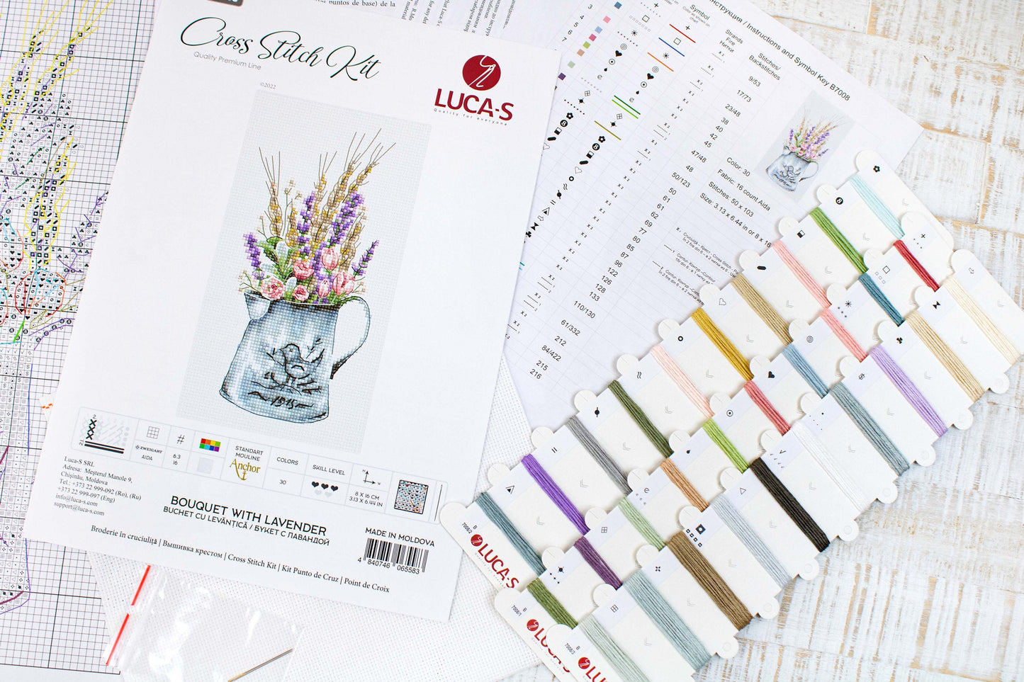 Cross Stitch Kit Luca-S - Bouquet with lavender - HobbyJobby