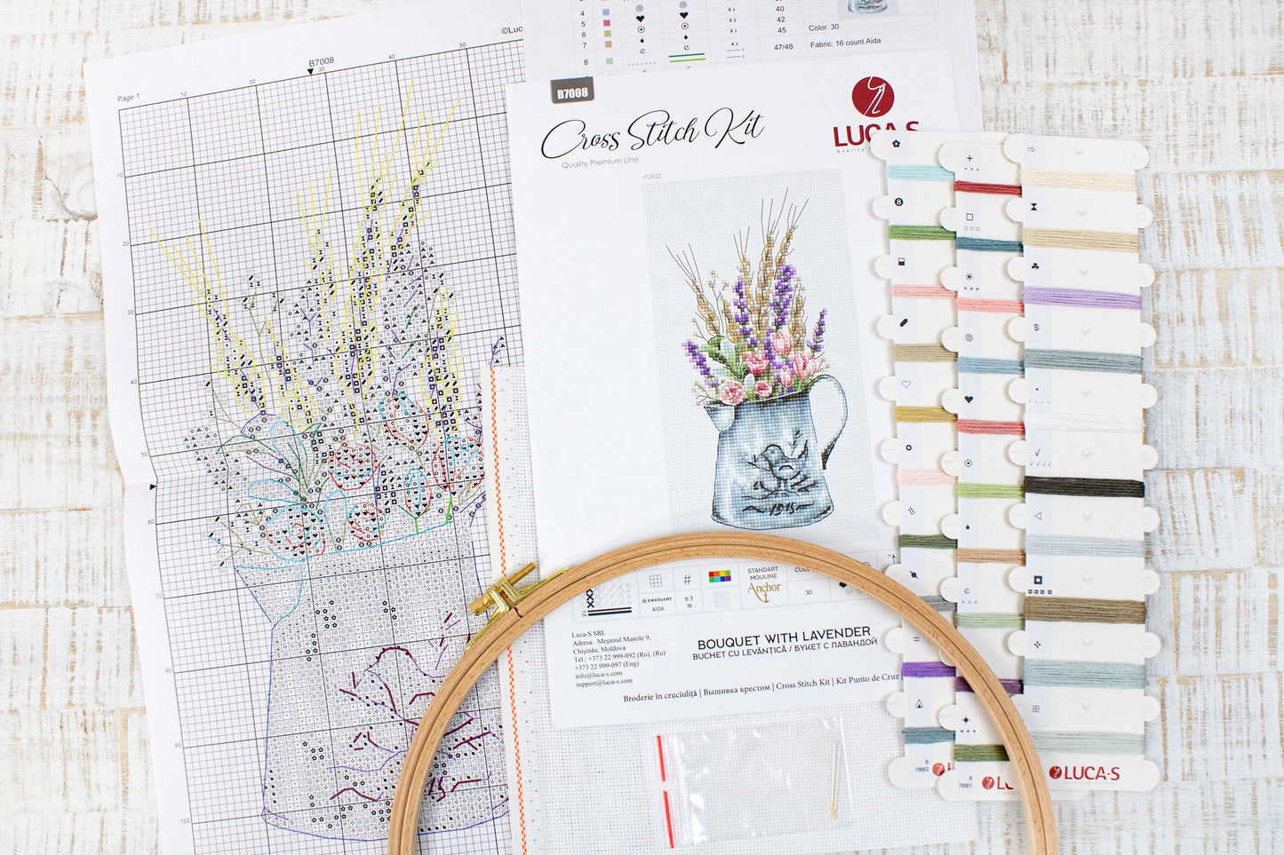Cross Stitch Kit Luca-S - Bouquet with lavender - HobbyJobby
