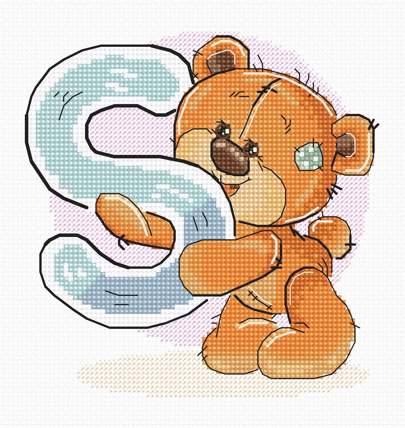 Набор для вышивки крестом Лука-С - В1220 Буква "С"