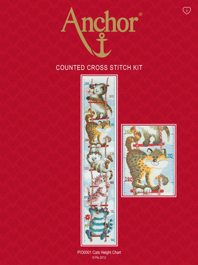Set de brodat în cruciuliță Anchor - Cats Height Chart