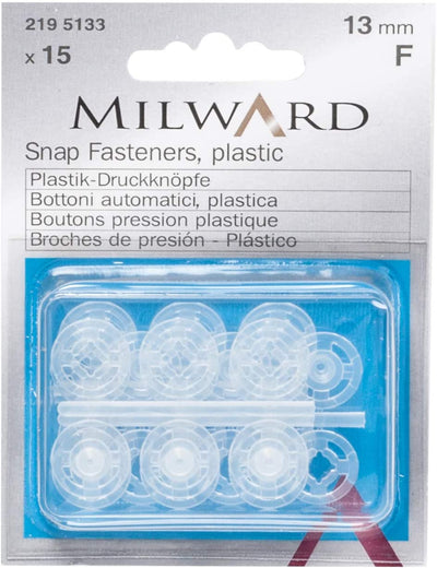 Butoni plastic transparent 13mm Milward