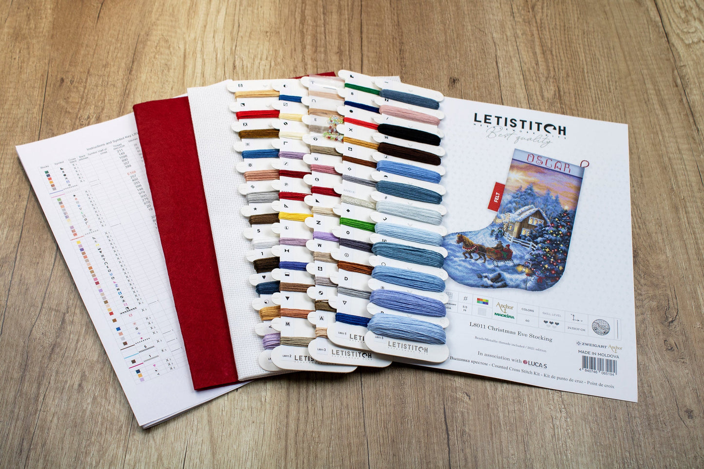 Cross Stitch Kit LetiStitch - Christmas Eve Stocking - HobbyJobby