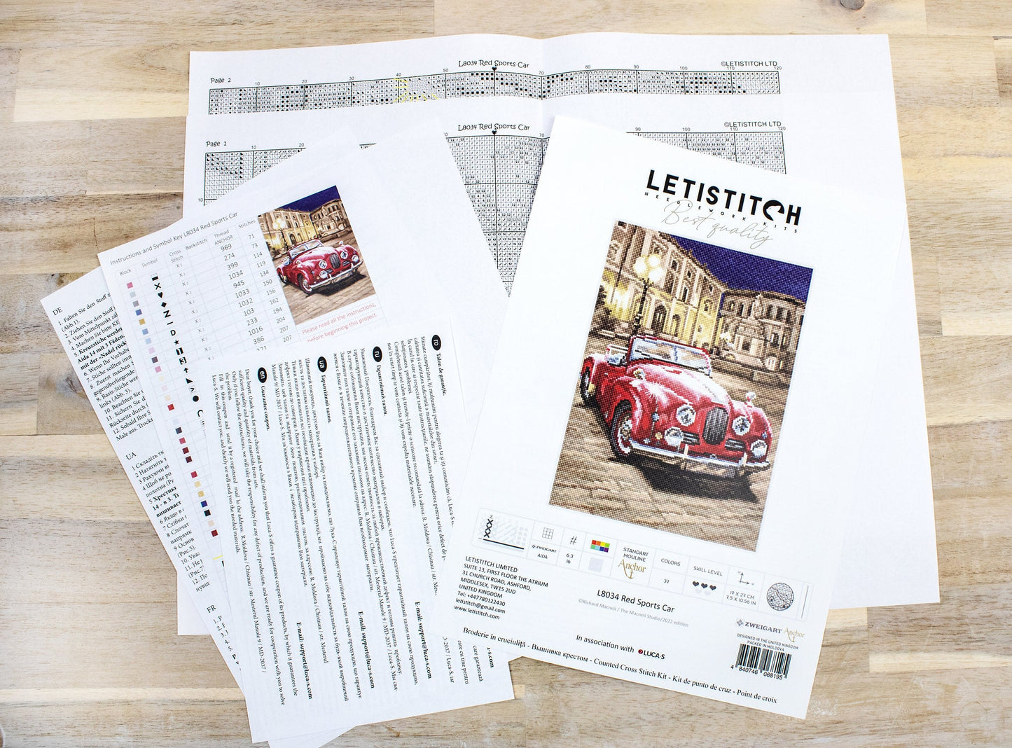 Набор для вышивки крестом Letistitch - Красная спортивная машина, L8034