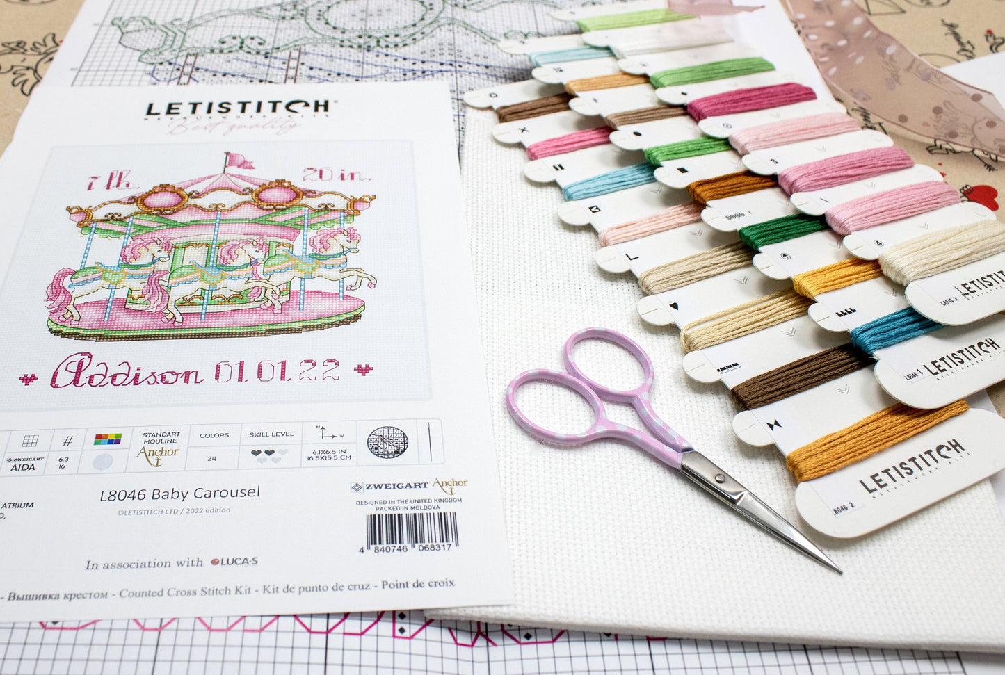 Set de brodat în cruciuliță Letistitch - Baby Carousel,L8046
