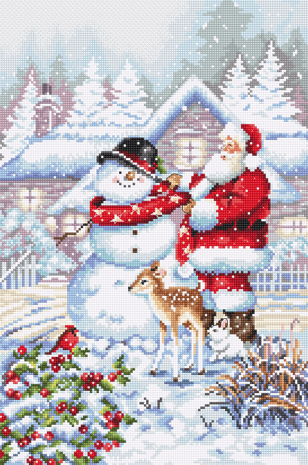 Cross Stitch Kit LetiStitch - Snowman and Santa - HobbyJobby