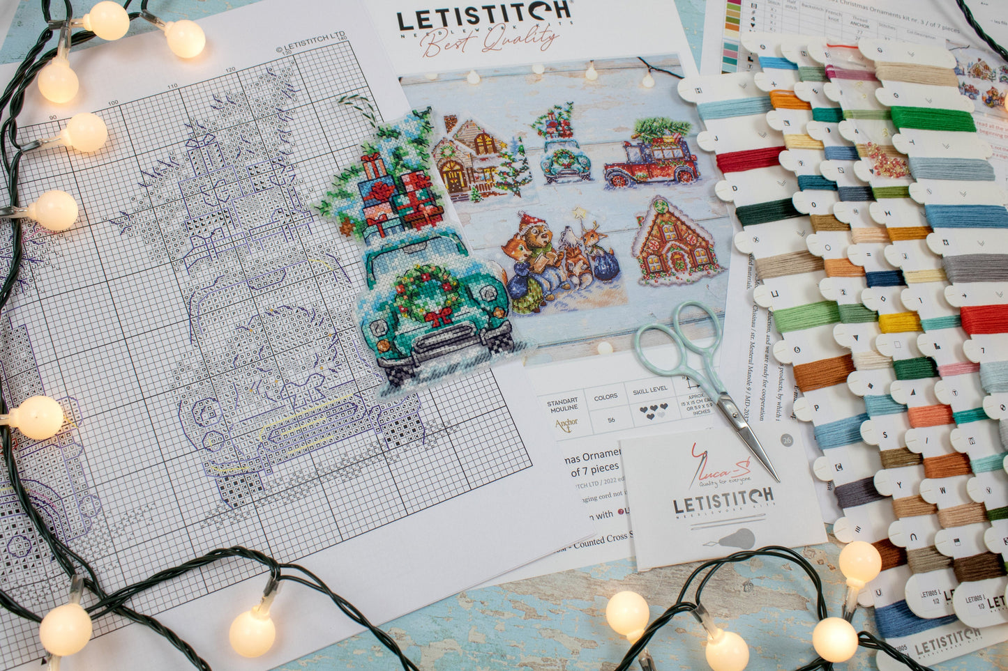 Набор для вышивания LETISTITCH - Christmas Ornaments kit №. 3 / из 7 шт.