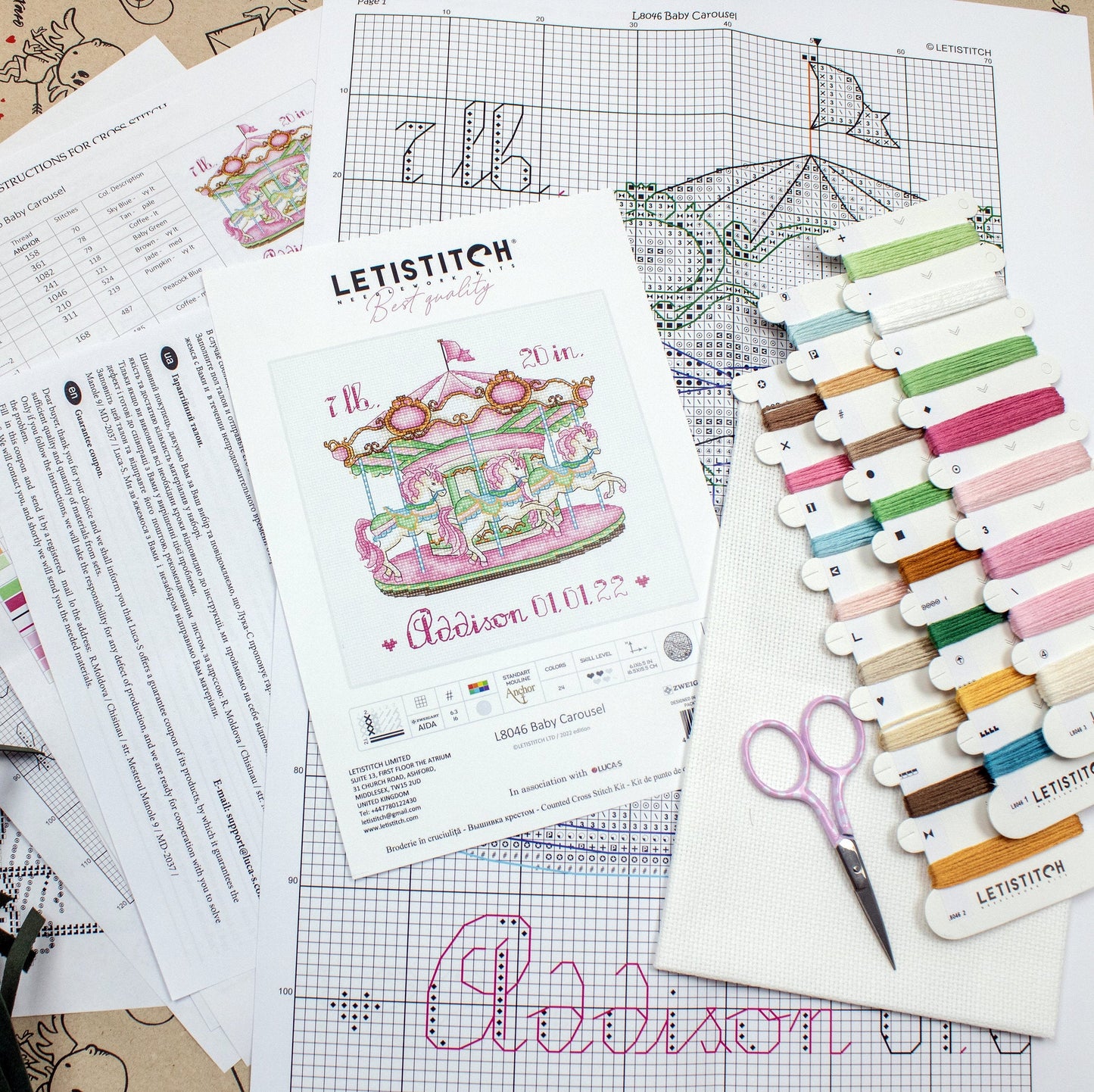 Set de brodat în cruciuliță Letistitch - Baby Carousel,L8046