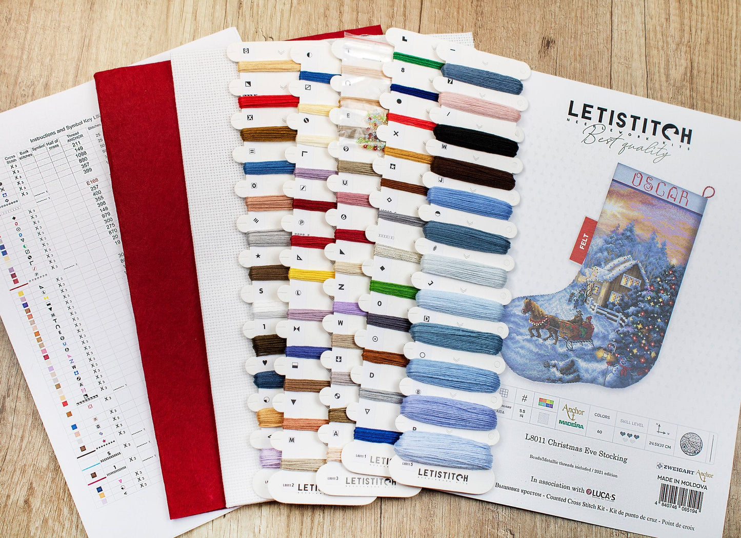 Cross Stitch Kit LetiStitch - Christmas Eve Stocking - HobbyJobby