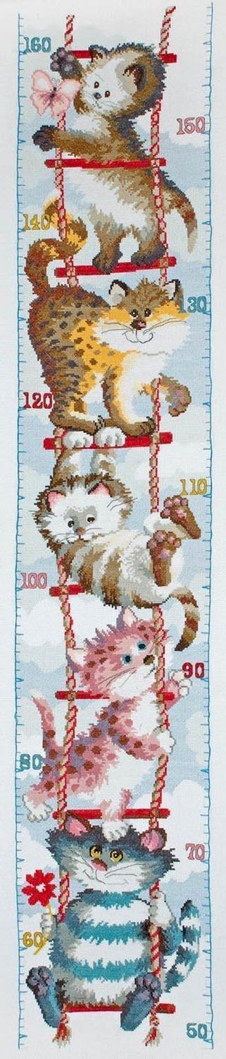 Set de brodat în cruciuliță Anchor - Cats Height Chart