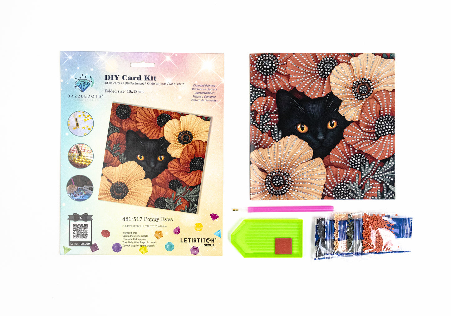 Set pictură cu diamante Card Kit LetiStitch - Poppy Eyes, 481-517