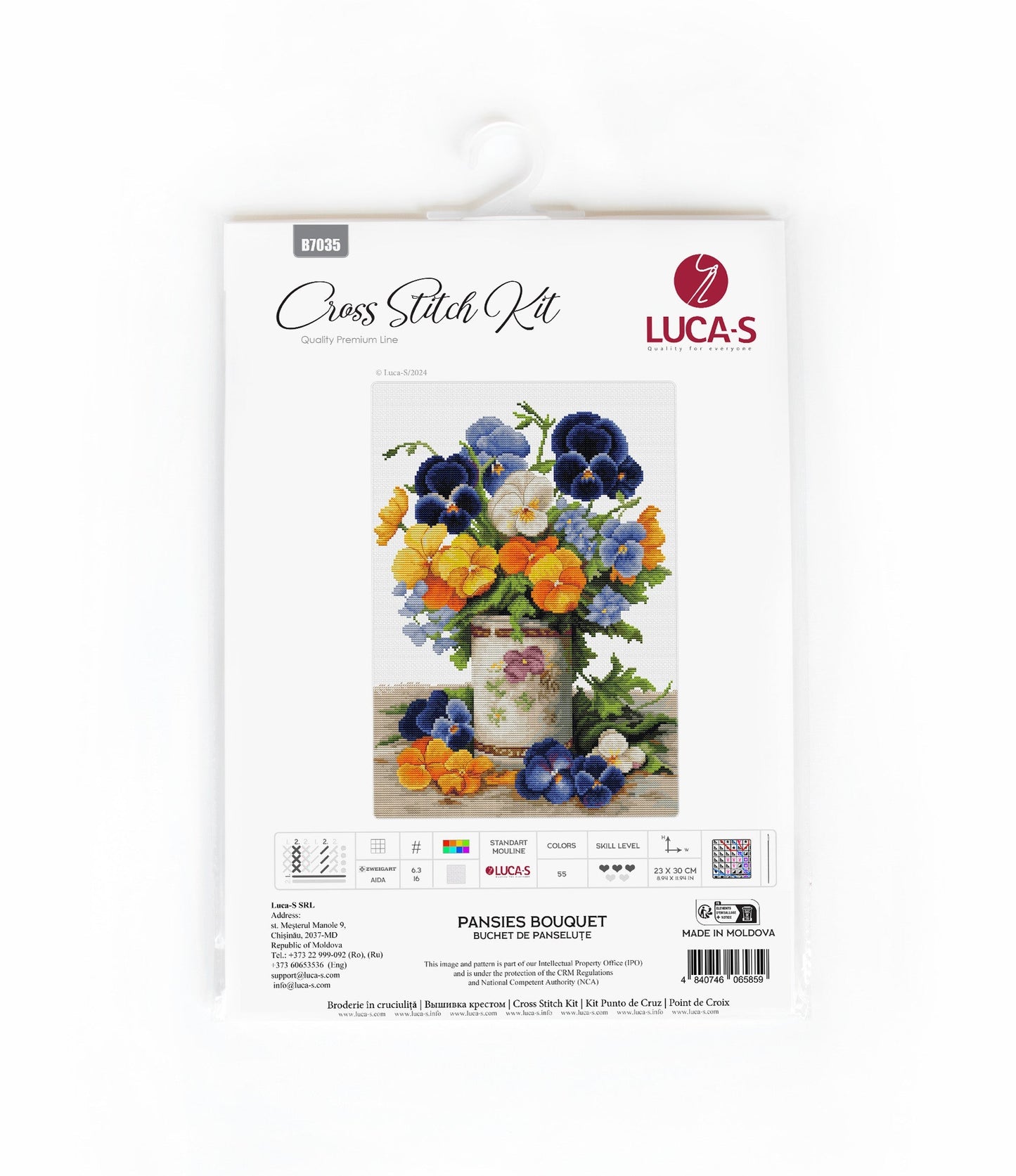 Set de brodat în cruciuliță Luca-S - Buchet de Panseluțe, B7035
