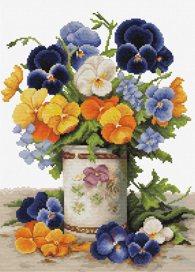 Set de brodat în cruciuliță Luca-S - Buchet de Panseluțe, B7035