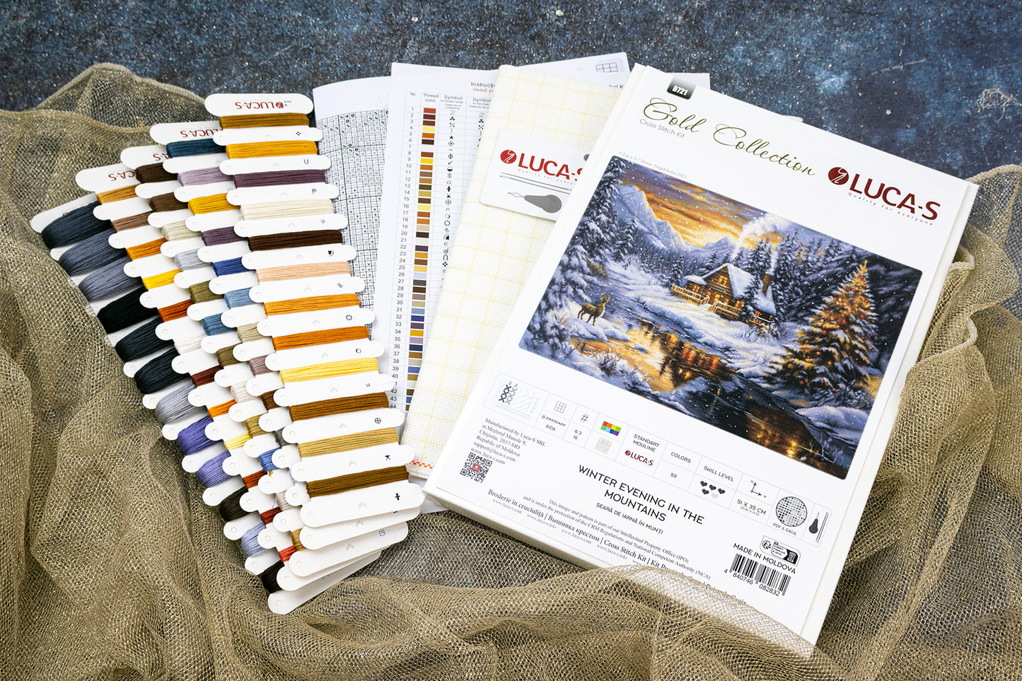 Set de brodat în cruciuliță Luca-S GOLD - Seară de Iarnă în Munți, B721