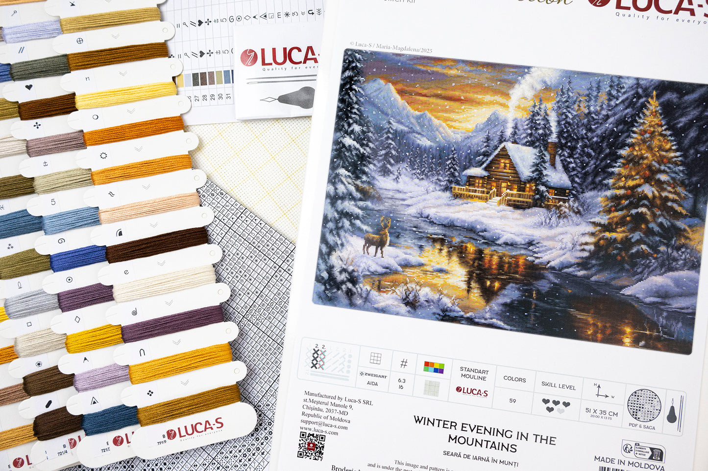 Set de brodat în cruciuliță Luca-S GOLD - Seară de Iarnă în Munți, B721