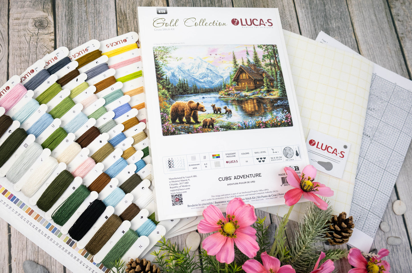 Set de brodat în cruciuliță Luca-S GOLD - Aventura Puilor de Urși, B726