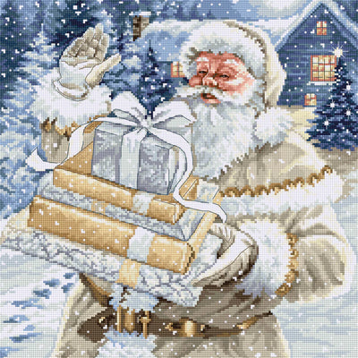 Набор для вышивки крестом Лука-С - Дед Мороз с подарками