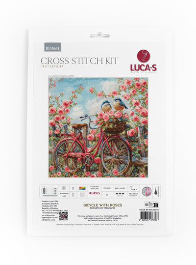 Set de brodat în cruciuliță Luca-S Gold - Bicicletă cu Trandafiri, BU5061