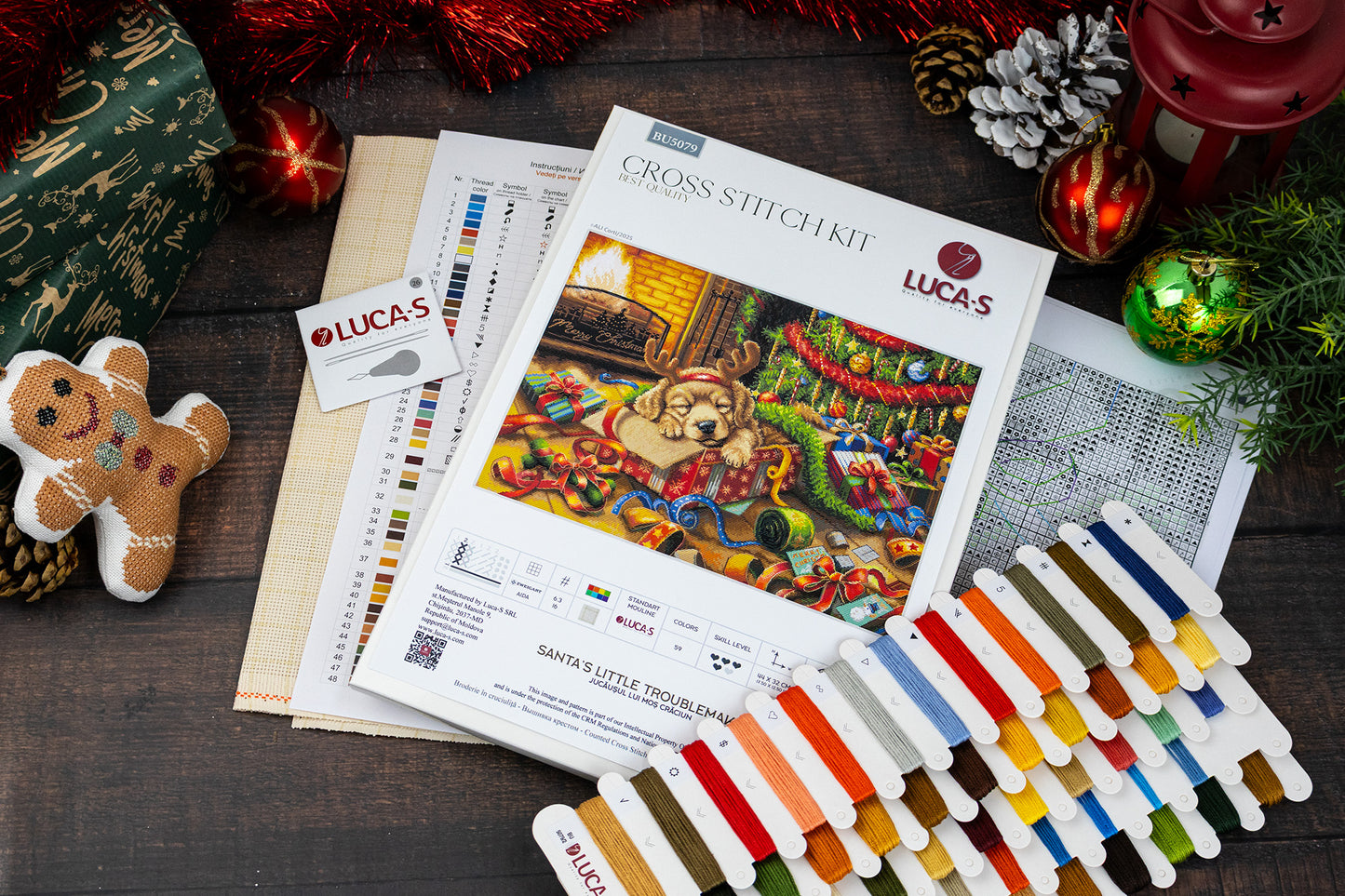Set de brodat în cruciuliță Luca-S - Jucăușul lui Moș Crăciun, BU5079