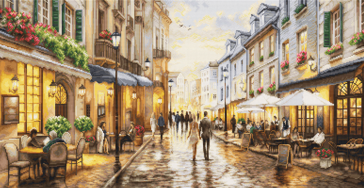 Set de brodat în cruciuliță Luca-S GOLD - Cafeneaua de Noapte, B729