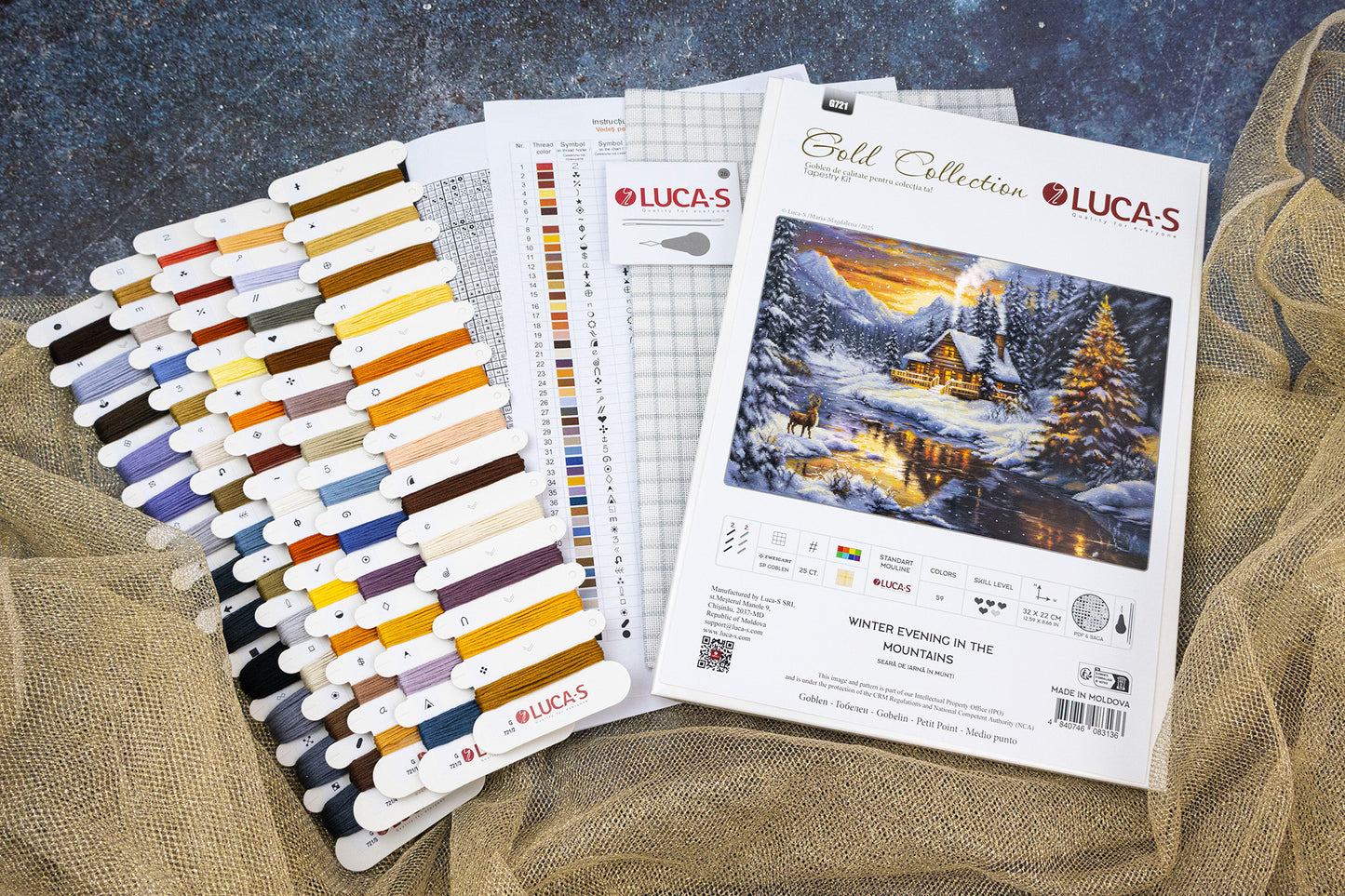 Set de brodat în goblen Luca-S GOLD - Seară de Iarnă în Munți, G721