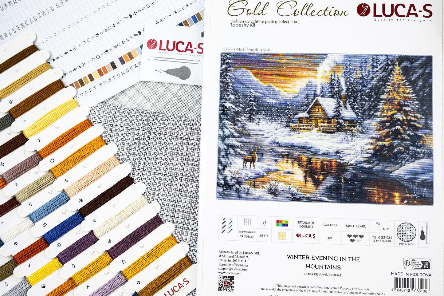 Set de brodat în goblen Luca-S GOLD - Seară de Iarnă în Munți, G721
