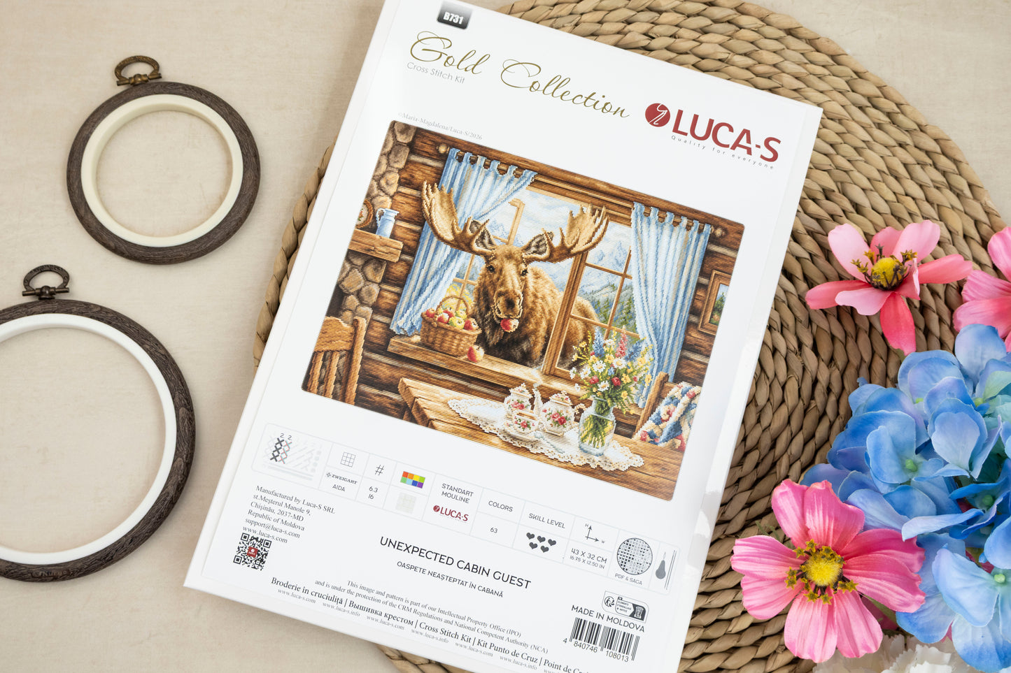 Set de brodat în cruciuliță Luca-S GOLD - Oaspete neașteptat în cabană, B731