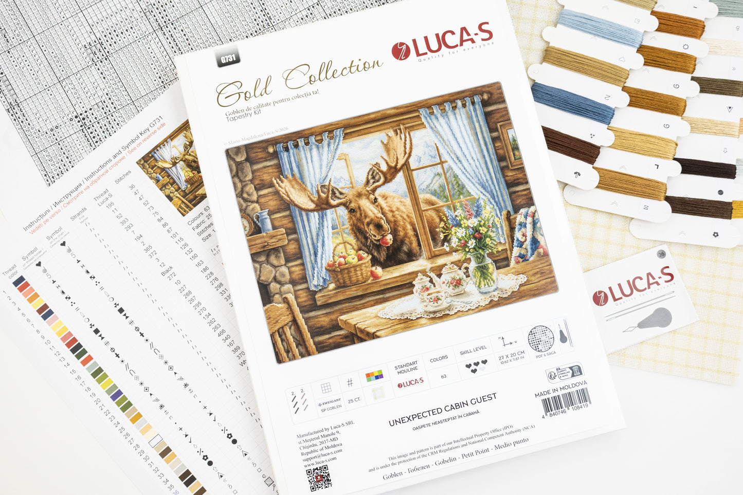 Set de brodat în goblen Luca-S GOLD - Oaspete neașteptat în cabană, G731