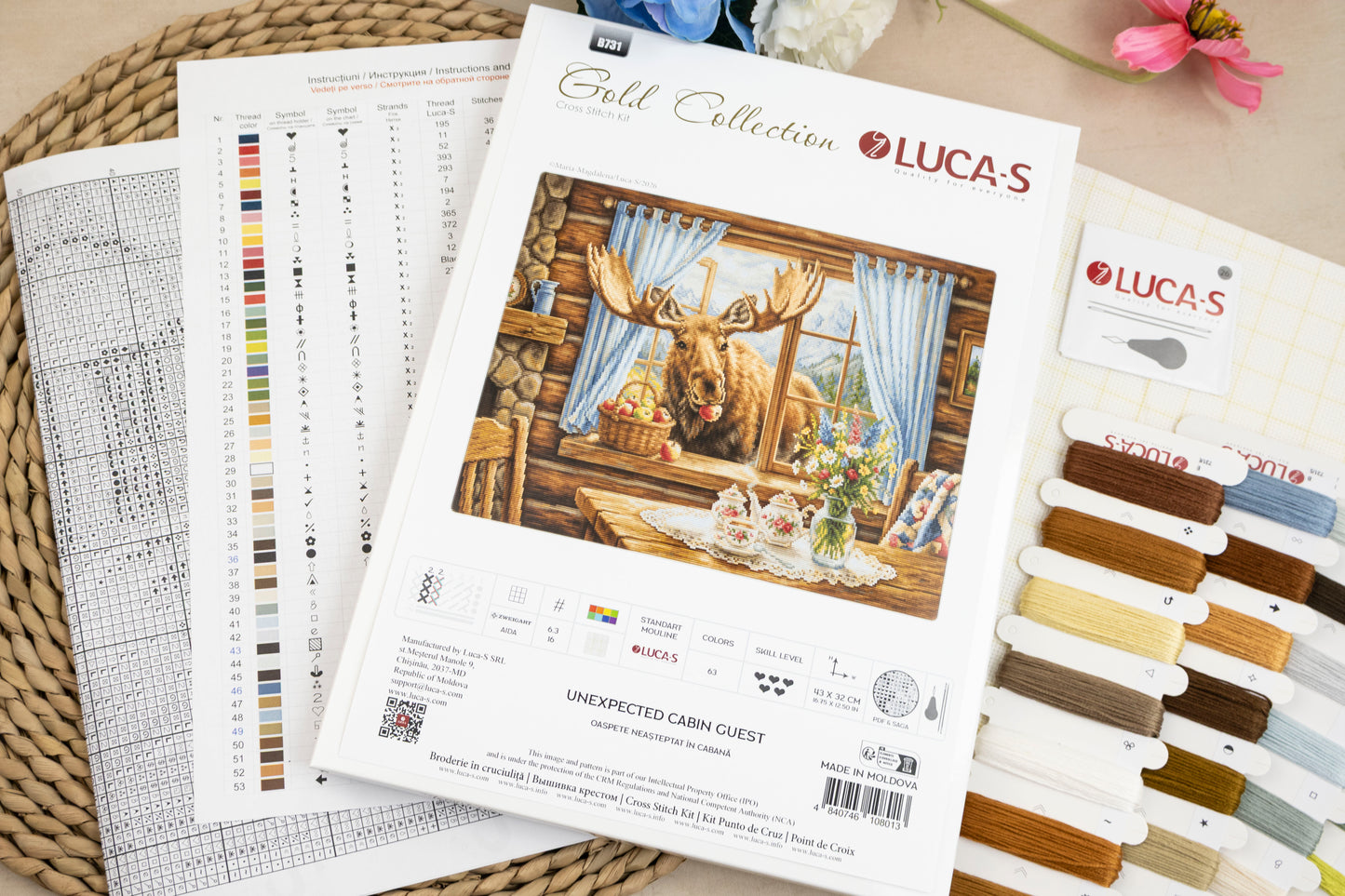 Set de brodat în cruciuliță Luca-S GOLD - Oaspete neașteptat în cabană, B731