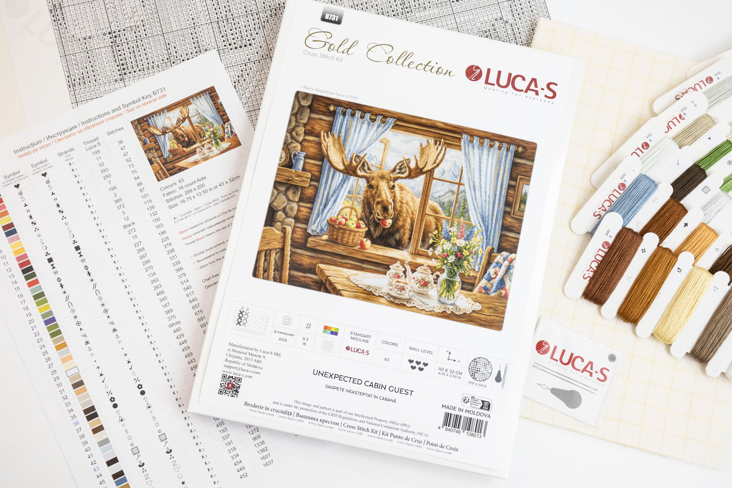 Set de brodat în cruciuliță Luca-S GOLD - Oaspete neașteptat în cabană, B731