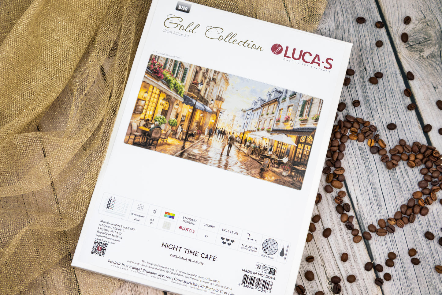 Set de brodat în cruciuliță Luca-S GOLD - Cafeneaua de Noapte, B729