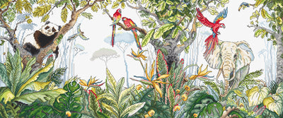 Set de brodat în cruciuliță LetiStitch - Vremea Junglei, L8071