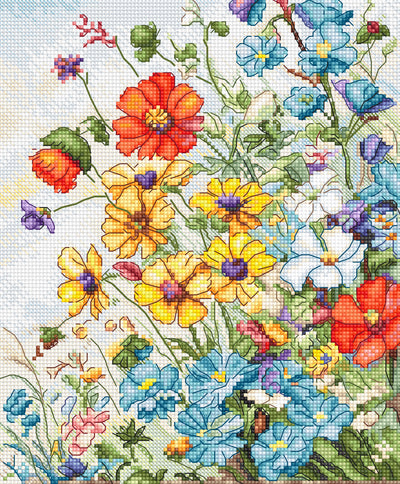 Set de brodat în cruciuliță LetiStitch - Flori De Câmp, L8091